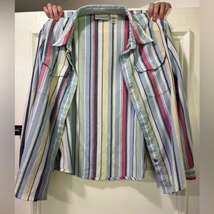 3/$15 Vintage Alfred Dunner Colorful stripe Button Up shirt. Size 16p